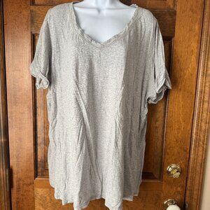 Lane Bryant Gray V-Neck Cotton Slub Short Sleeve Tee 22/24